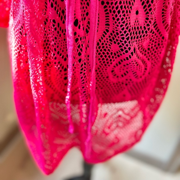 Hot Pink Lace Coverup w/ drawstring  *Mint Condition* - Picture 4 of 4